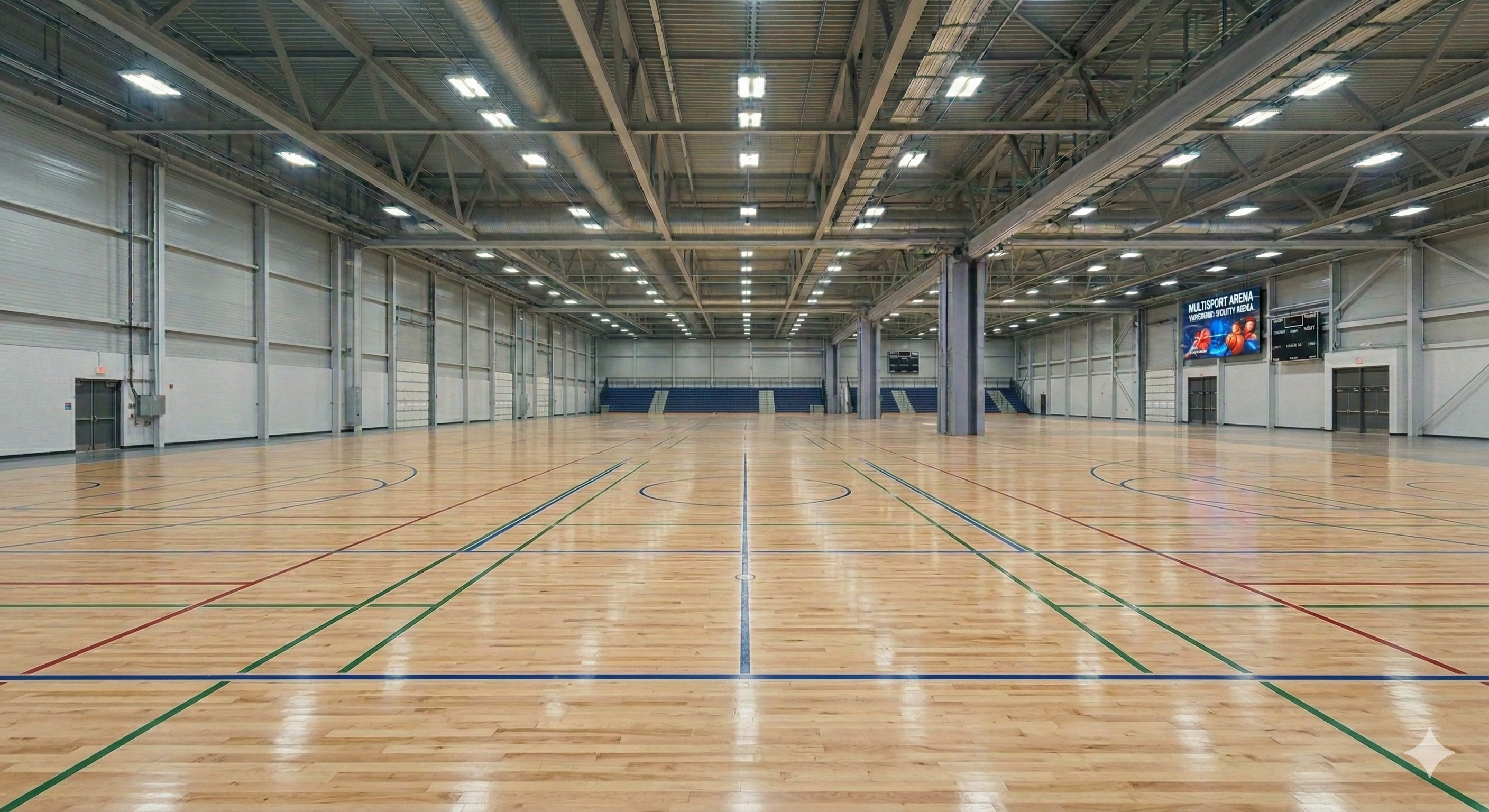 Multi-sport court layout and surface details