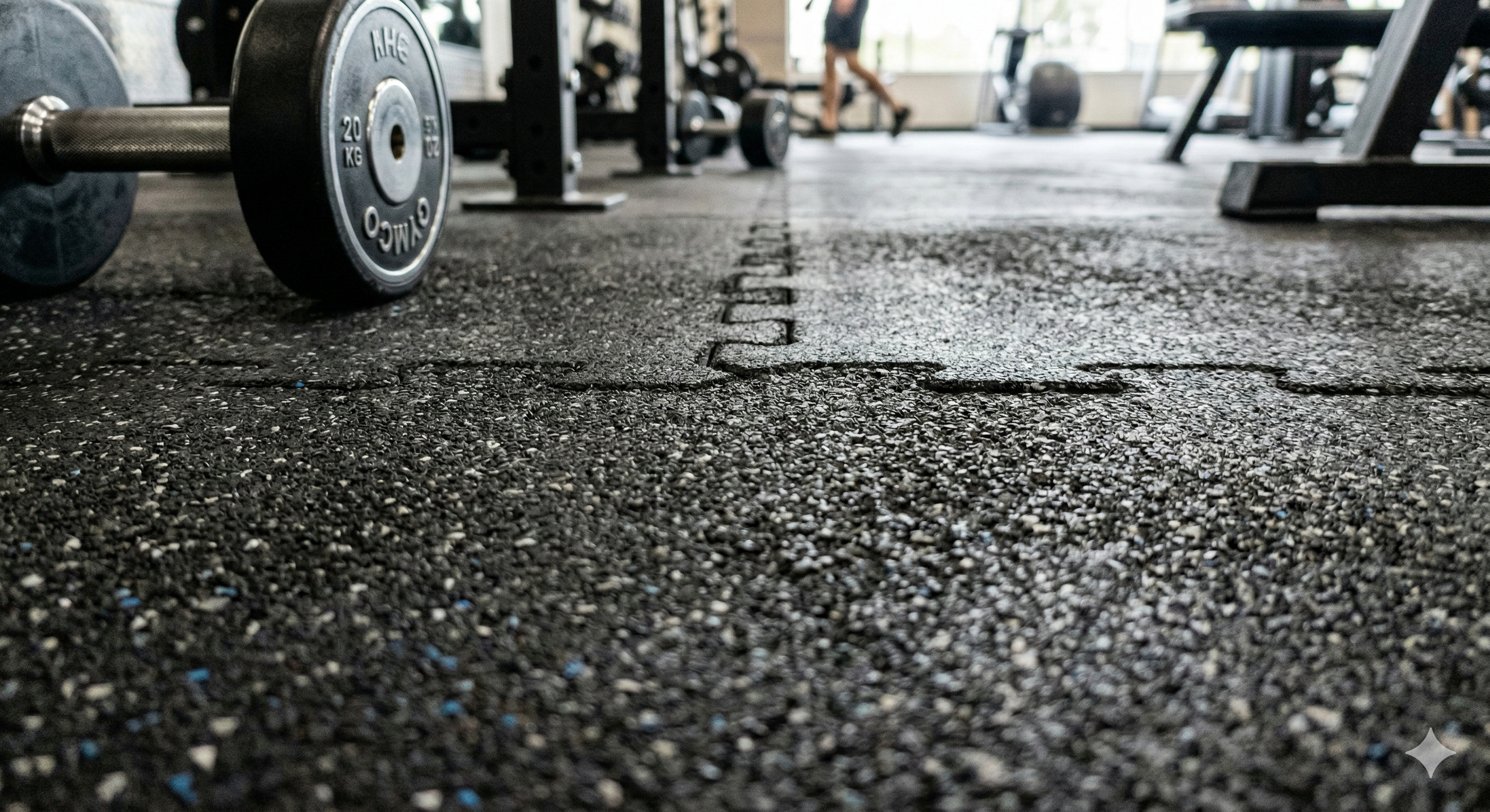 Rubber sports flooring material and impact layer details