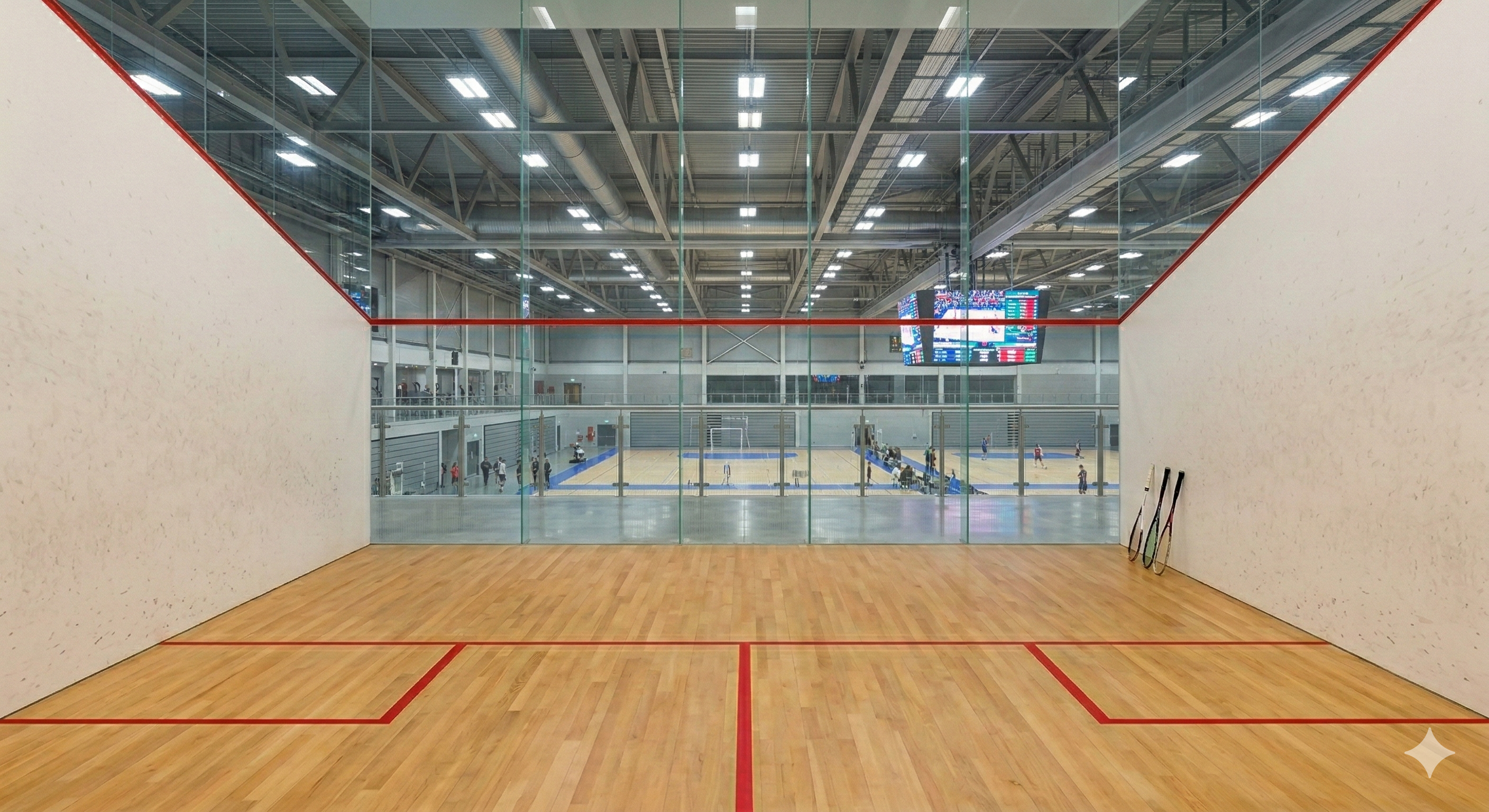 Squash court wall and flooring details
