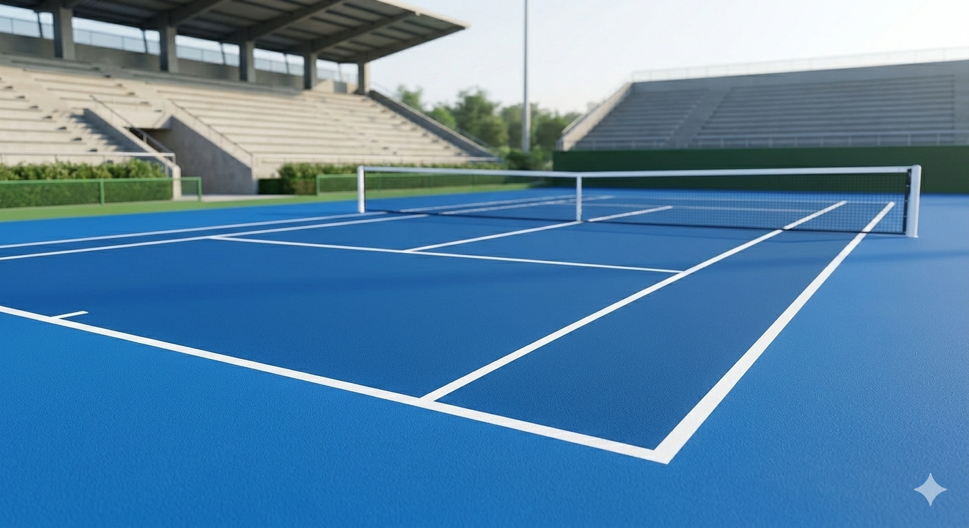 Tennis court surface and construction details