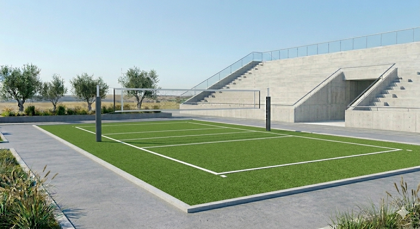 Volleyball court surface and line marking details